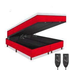 Cama Box Baú e Colchão Magnético Massageador - Eco New Premium, Vermel