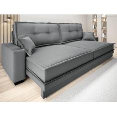 Sofá Palermo 2,40m Retrátil e Reclinável Velosuede Grafite - NETSOFAS