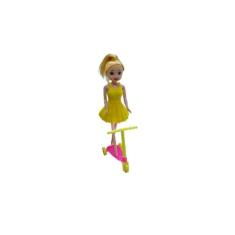 Boneca com Vestido e Patinete - Royal Toys, Rosa