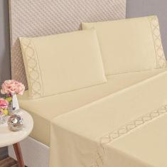 Jogo Cama Lençol Santoro Casal Padrão 4 Peças Palha - CASA SCARPA