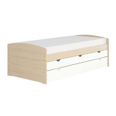 Cama Solteiro com Cama Auxiliar Ulli Natural e Branca