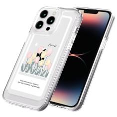 AKABEILA Capa para iPhone 15 Plus transparente com design TPU bumper floral flor PC capa de telefone traseira botão galvanizado mulheres menina 6,7 polegadas