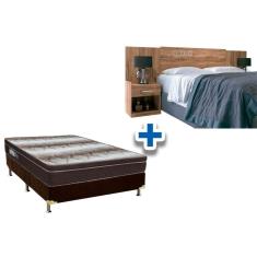 Kit Cama Box Completa Casal CRC Wood Light OrtoPillow Ortopédico Havana Plus Marrom Ortobom - A Costa
