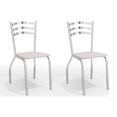 Cadeira Sala De Jantar Portugal 2C007 Kit 2 Un Cromado/Courano Branco - Kappesberg