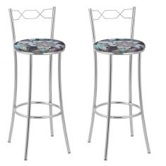 Kit 2 Banquetas Cromadas Bc51-a E507 Cromado-preto