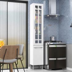 Paneleiro Simples Modulado Com Vidro Fidelitá Viena 35cm 2 Portas Branco