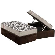 Conjunto Box Baú Solteiro: Colchão Espuma D26 Physical Ultra Resistente + Base Crc Brown(88x188)
