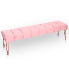 Recamier Estofada Casal Luxo Veludo Cor Rosa Bebe