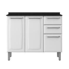 Balcão De Cozinha Com Tampo 3 Portas 2 Gavetas Luce - Itatiaia Branco