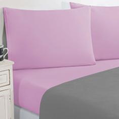 Jogo De Cama Malha Lençol 100% Algodão Gran Moratta 4 Peças Casal Cinza-rosa
