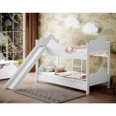 Beliche Ayla Branco Com Escorregador Colchões E 2 Luminárias Sonhos De Luz