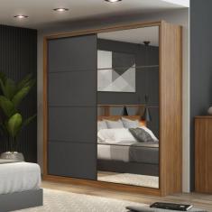 Guarda Roupa Solteiro 2 Portas 1 Porta Espelho Flex Belga II Demartêz,