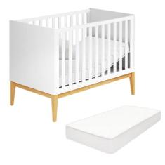 Berço Mini Cama 2 Em 1 Com Colchão Estilo Retrô Cor Branco - Divicar, 