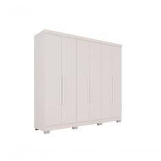 Guarda Roupa Casal 6 Portas Cinamomo - Off White Recife MDP com Espelho Salleto Móveis