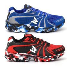 OLDSEN Kit 2 Tênis Colorado Academia Masculino Caminhada Vermelho (Estampado) 40-45 Adultos para caminhadas em ocasiões especiais Sapato Desportivo Tênis Tenis de Caminhada