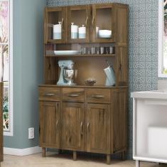 Armário Para Cozinha 6 Portas 3 Gavetas Madeira Maciça Mogano 46 - Lanes