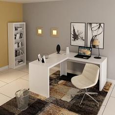 Conjunto Home Office 2 Peças com 1 Mesa para Escritório em L e 1 Estante Espresso Móveis