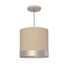 Lustre Pendente Cúpula Cáqui com Detalhe Prata 25x25