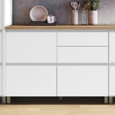 Balcão de Cozinha Rainha Nesher MDF 1 Porta Basculante e 4 Gavetas Branco Nature