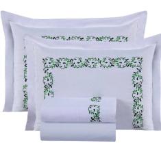 Jogo Lençol Bella Queen Bordado 4 pçs Branco