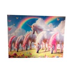 Quebra-cabeça Unicórnios e Arco Iris de 40 peças em Mdf