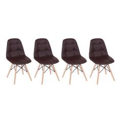 Conjunto 4 Cadeiras Eames Eiffel Botonê - Marrom - Abra Casa
