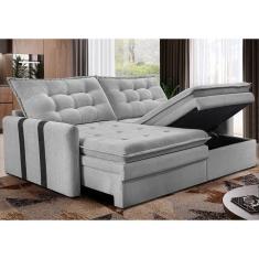 Sofá Baú Sem Caixa Retrátil 2,00m Softgel Petit Boucle Cinza Claro Cama Inbox