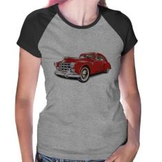 Baby Look Raglan Retro Classic Red Car - Foca na Moda, Cinza, Preto, G