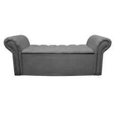 Recamier Agnes Para Cama Box Queen 160cm - Suede - Vania Decor, Cinza 