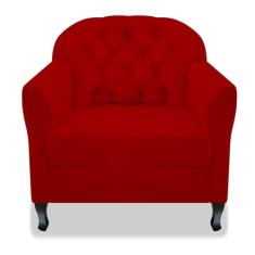 Poltrona Cadeira Sofá Julia com Botonê para Sala de Estar Recepção Escritório Quarto Suede Vermelho - AM Decor