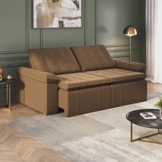 Sofá Cama Retrátil e Reclinável 4 Lugares 240cm em Veludo com Molas Palmeira CabeCasa