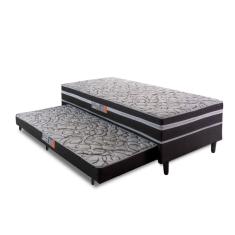 Cama Box Solteiro com Cama Auxiliar Aspen 88x188x41cm Cinza/Preto
