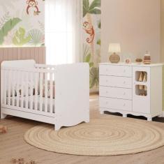 Quarto de Bebê Completo com Berço Americano Ben 3 Em 1 Cômoda Uli 4 Ga