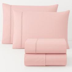 jogo Lençol de cama Queen 400 Fios 4 Peças 100% algodao com elastico -