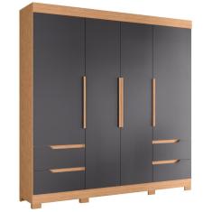 Guarda Roupa Casal Vivacce 4 Portas E 4 Gavetas Freijó-titanium - Móveis Albatroz Freijó-titanium