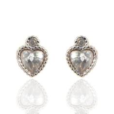 Brinco Coração Em Ouro 18k Zircônias Infantil Segundo Furo - AGAPRIME 