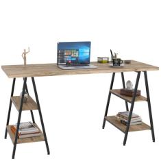 Mesa Para Escritório Estilo Industrial Cavalete Form C01 150cm Carvalh