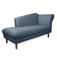 Divã Recife Suede 165 Cm Pés Chanfrado Castanho - D'rossi Cor Azul Marinho