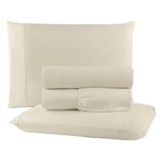 Jogo de Lençol Casal Padrão 4  Pçs Tecido Liso Com Elástico - ENTROU C