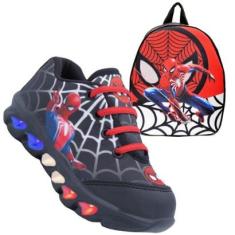 Tênis de LED Infantil Menino Aranha Masculino + Mochila-Masculino