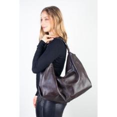 Bolsa saco grande de couro liso Cassia-Feminino