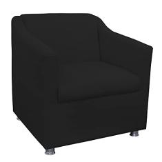 Poltrona Decorativa Tilla Pés Cromado Suede Preto - DS Estofados