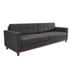 Sofá 3 Lugares Living Base de Madeira Linho Cotton Grafite 210cm