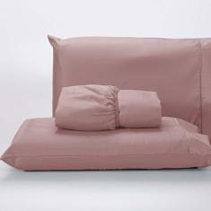 Jogo Lençol 400 Fios Ponto Palito Cama Queen 3pçs Poliéster - Rose