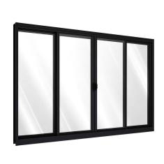 Janela de Alumínio de Correr Central 4 Folhas 100x200cm Riobras Preto