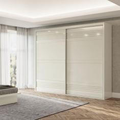Guarda Roupa Casal 2 Portas 4 Gavetas 267cm Dalla Costa Off White Brilho