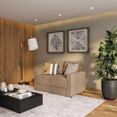 Sofá 2 Lugares Retrátil Mainz Suede Bege 140 cm