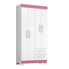 Guarda-Roupa Solteiro NT 6010 - Branco / Rosa - Notável