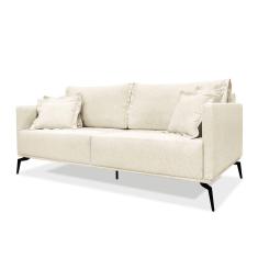 Sofá 2 Lugares Pé De Ferro Preto Rafaela 160 Cm Linho Natural S04 - D`rossi
