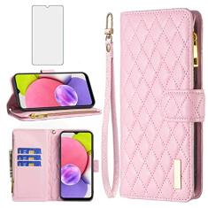 Asuwish Capa de telefone para Samsung Galaxy A03s versão EUA 5G 2022 capa carteira com protetor de tela de vidro temperado e porta-cartão de crédito flip de couro celular Ao3s A 03s SM-A037U SM A037U